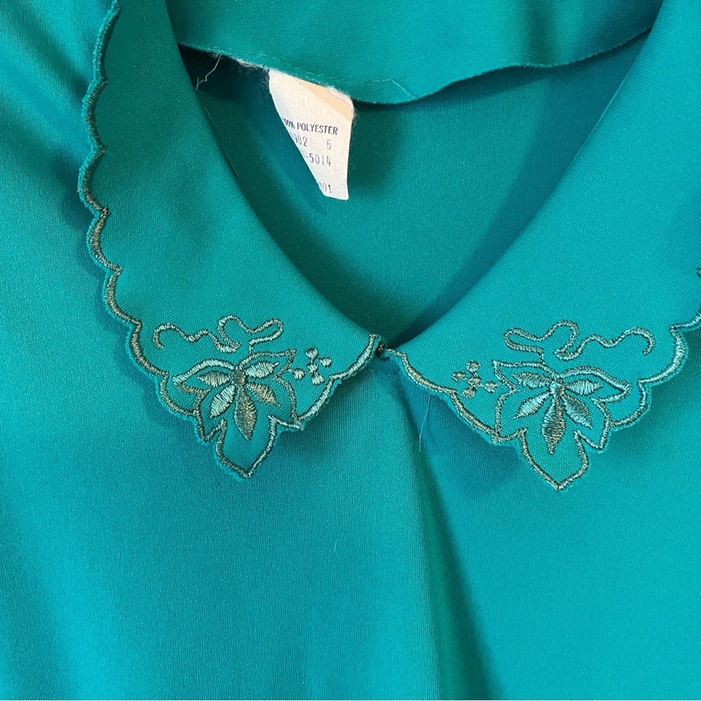Vintage 70s Peplum Top— small- medium - Teal - Picture 4 of 5